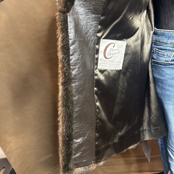 Vintage Career Originals Tissavel Faux Fur Coat Belted Brown ILGWU USA — M/L - Picture 12 of 16